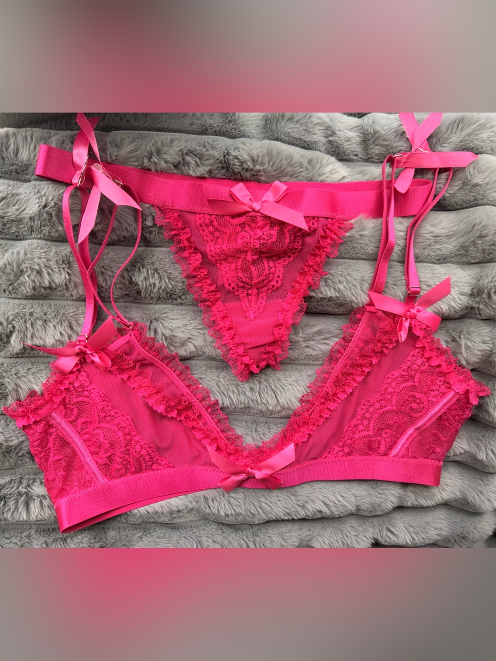 Sugar Thrillz Pink Lace Bralette Set